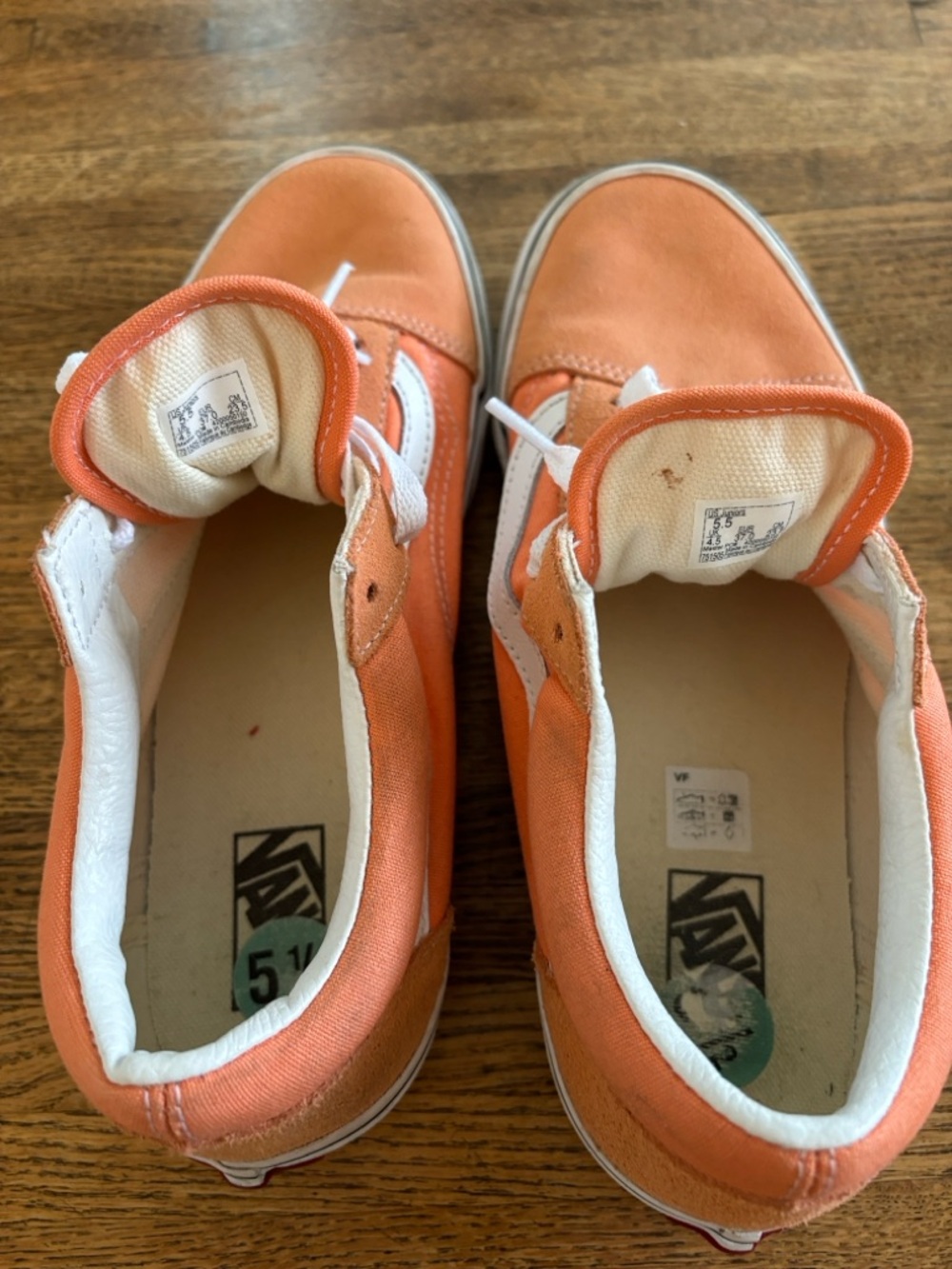 Vans Orange Canvas/ Suede Old Skool Sneakers in Orange Color Junior 5.5 - Picture 6 of 7